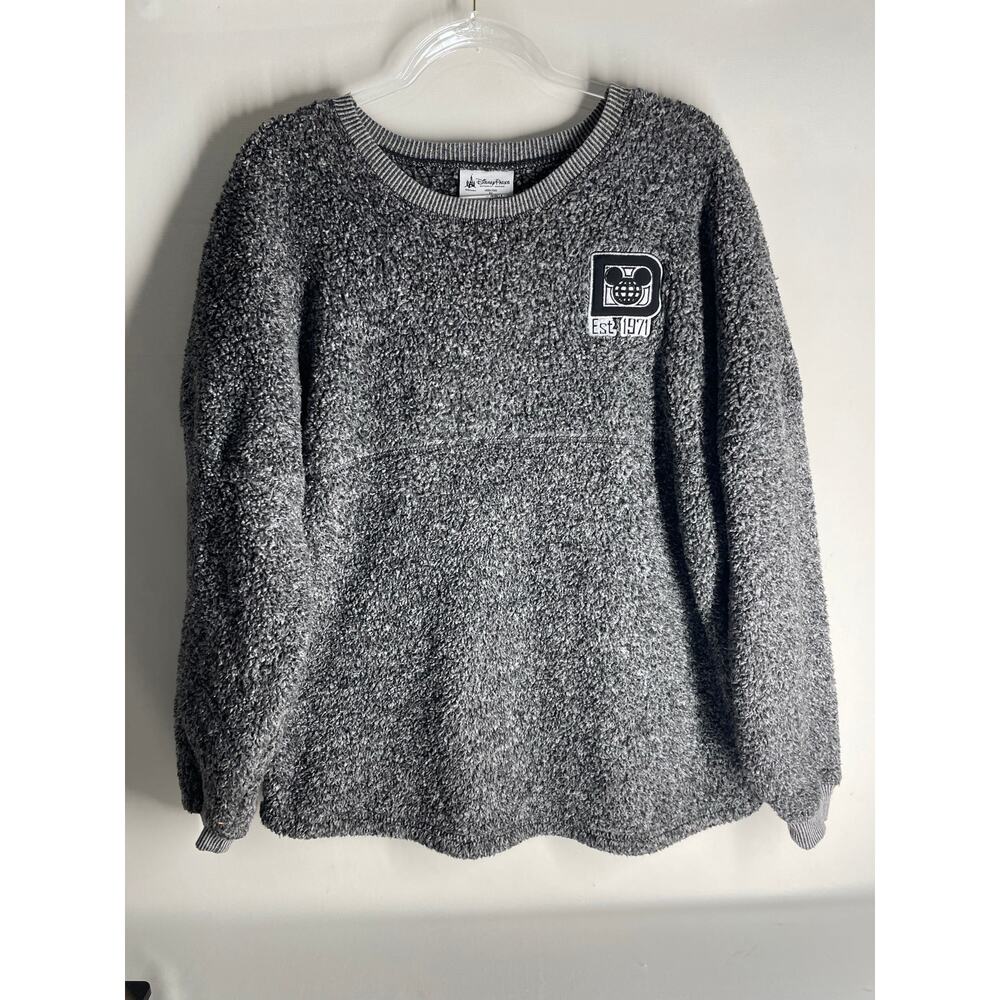Walt Disney World Parks Grey Fuzzy Sherpa Spirit Jersey M Fleece Oversized